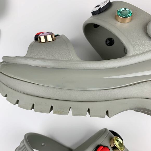 Crocs Classic Mega Crush Sandals Chunky Platform Grey Jibbitz Women's 10 - Picture 8 of 13